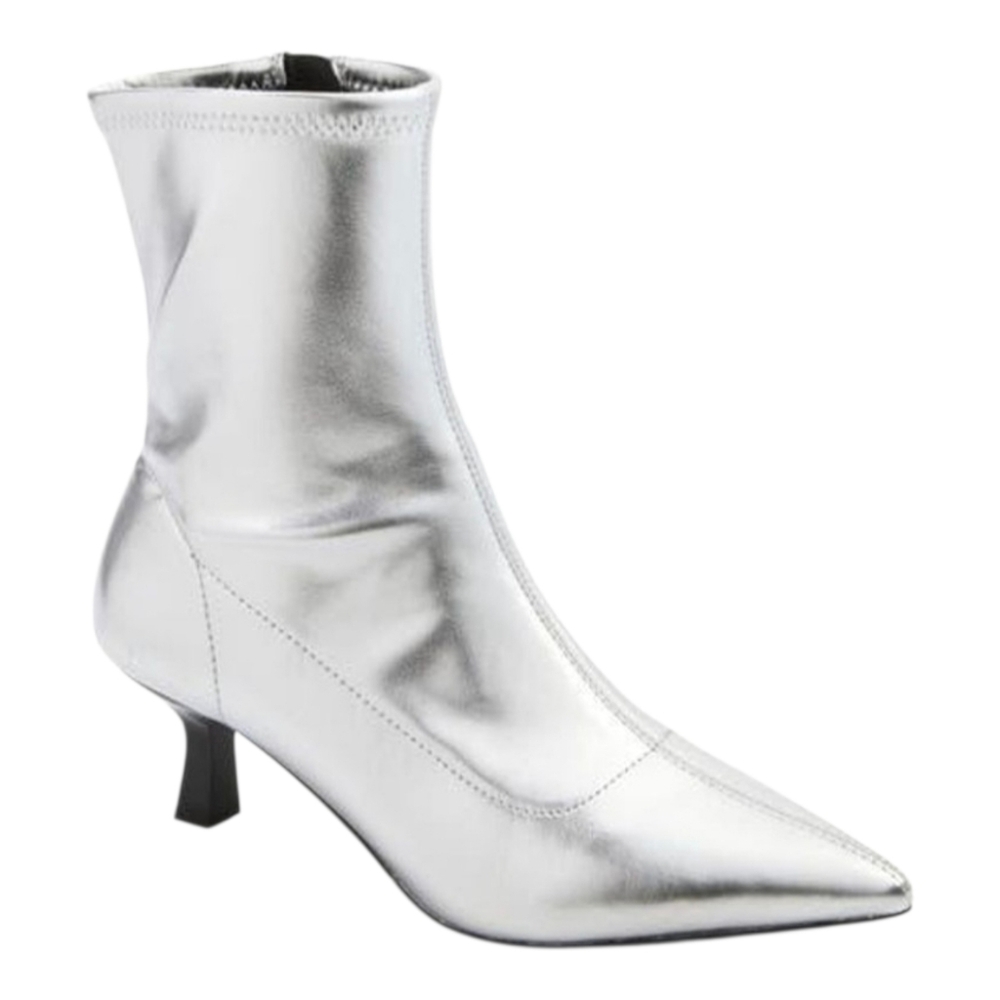 Abound Silver Pointed Toe Ankle Booties